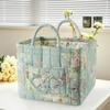 Cesta de Almacenamiento de Tela Estilo Hogareño Pastoral Coreano Transfronteriza para Ropa y Artículos Varios, Patrón Floral con Asa para Almacenamiento de Ropa Interior