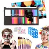 Abanico de Pigmentos para Pintura Facial de 10 Rejillas y 3 Colores para la Copa del Mundo Transfronteriza Maquillaje de Escenario Halloween Pigmento Facial