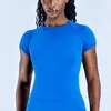 Camiseta Esportiva Casual Transfronteiriça Top de Yoga de Manga Curta Fitness Feminino Justo Secagem Rápida Treinamento de Corrida Pilates Roupas Dft