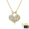 Collar con colgante de candado en forma de corazón de plata de ley S925 con piedras de moissanita, una cadena para la clavícula adornada con moissanita para mujer, en un estilo romántico europeo y americano