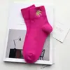 Calcetines Zhuji Calcetines de Media Pantorrilla para Mujer Bordado con Patrón Personalizado Calcetines de Algodón Color Macarrón para Mujer Fábrica de Origen Amazon Transfronterizo