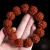 Pulseira de Contas Vajra Bodhi Grande Nepalês para Homens, Contas de Noz Vajra Polidas e Escovadas, Pulseira de Contas de Oração Budista