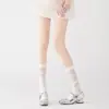 Meias Sociais de Algodão Azuis Finas Respiráveis de Retalhos de Renda Estilo Hot Girl Ballet para Mulheres