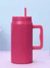 Vaso Aislado de Acero Inoxidable de 1500 ml con Asa y Popote, Taza Térmica al Vacío para Playa, Viaje Diario, Fútbol al Aire Libre