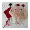 Sombrero de Lana Tejido Hecho a Mano con Borlas Estilo Coreano para Niños Protección para los Oídos Otoño e Invierno Cálido y Lindo para Bebé Sombrero Puntiagudo Venta al por Mayor