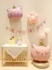 Rosa Globo Decoración de Fiesta Arreglo Cumpleaños de Bebé Escena de Un Año Mesa de Fotos Tablero KT Set Flotante Arreglo de Globos