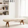 Banco Largo de Madera Maciza Estilo Vintage para Entrada de Casa, Banco Creativo de Diseñador para Pie de Cama de Dormitorio, Banco de Tela para Cambiar Zapatos