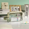 Estojo de Lápis Portátil Simples de Grande Capacidade da Fábrica Original para Estudantes, em Estoque, Caixa de Lápis Transparente para Ensino Fundamental e Médio, Bolsa de Material Escolar para Formatura