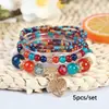 Pulsera de Abalorios Estilo Étnico, Colgante de Árbol de la Vida Amor, Cuentas de Arroz, Cordón Elástico, Mayoreo, Transfronterizo, Piedra Natural, Lujo Ligero
