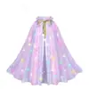 30 Luces Capa de Elsa Capa Luminosa Ropa de Rendimiento Navideño para Niños Malla de Doble Capa Luz LED Traje de Niña