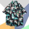 Camisa de Manga Corta Estilo Hong Kong Vintage Retro Pintura al Óleo para Hombre Tendencia Costera Camisa Floral Holgada para Pareja Guapa Chaqueta