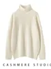 Suéter Casual Holgado de Cachemir para Mujer Otoño e Invierno, Cuello Alto Medio, Engrosado, Tejido de Punto de Cachemir Estilo Perezoso