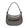 Bolso de media luna retro de moda, diseño simple, tejido a mano, para hombro, debajo del brazo, para el trabajo
