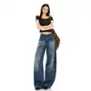 26Ss 2026 Retrô Americano Solto Vintage Estiloso Plissado Preguiçoso Calça de Pernas Largas Primavera/Verão Novo Versátil Estilo Feminino