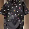 Camiseta de Verano Manga Corta Lujo Ligero Fresca Holgada Unisex Moda Diseño Tie-Dye Estampado de Espuma Media Manga Moderna para Hombre