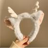 Linda Diadema de Cuernos de Dragón de Peluche con Corazón para Niña, Cuernos de Dibujos Animados, Banda para el Cabello para Lavar la Cara, Tocado de Dragón Blanco, Diadema Divertida para Actuaciones