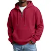 Sudadera con capucha y media cremallera de punto gofre para hombre 2026 con bolsillo en el pecho Sudadera informal