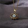 Collar con Colgante Ojo del Diablo Transfronterizo Europeo y Americano para Mujer Cadena de Suéter de Cobre Microincrustado Zirconio de Color Explosiones de Deseos