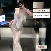 Lencería sexy para coquetear, vestido largo de encaje estilo francés para señoras maduras, uniforme seductor de deseo puro para discoteca, ropa de noche 1543