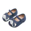 Zapatos de Cuero Estilo Coreano Inspirados en Chanel para Niñas, Nuevos Modelos Primavera y Otoño con Lazo, Zapatos de Princesa para Niños Pequeños, Mocasines de Moda con Velcro