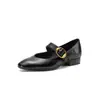 Zapatos Mary Jane Artísticos de Cuero Genuino Estilo Retro con Textura Rica, Colección Primavera 2026, Tacón Bajo Grueso, Punta Redonda, Cuero Genuino, Correa Única con Hebilla, Zapatos de Mujer