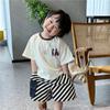 Vestido de verano para niños, camiseta de manga corta para niños, nuevo estilo 2024, de algodón puro para niños de talla pequeña y mediana, estilo veraniego, top de verano para niños de moda.