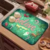 Alfombrilla Drenante de Barro de Diatomeas Navideña Cocina Comedor Absorbente de Agua Antideslizante Salvamanteles Baño Fácil de Limpiar Alfombrilla de Mesa Lavable
