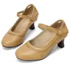 Zapatos Británicos Nuevos de Primavera y Otoño 2025 Hebilla de Encaje Quemado Zapatos de Boca Baja Tacones Gruesos 40-48 Zapatos de Comercio Exterior