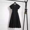 Vestido Casual Drapeado Verão plus size menina gordinha Elegante Decote V Cintura Ajustada Emagrecimento Cobrindo a Carne Camiseta Saia Elegante Saia Longa