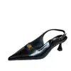 Zapatos Negros de Tacón Alto de Venta Caliente Primavera 2026 para Mujer, Tacón de Aguja, Zapatos de una Sola Tira con Hebilla en V, Sandalias de Punta Fina, Zapatos de una Sola Tira con Correa Trasera y Tacón Kitten