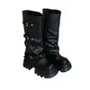 Botas de Caballero de Suela Gruesa para Mujer Melard 2026 Nuevo Estilo Otoño Hebilla de Cinturón Aumento de Altura Botas para Piernas de Chica Popular