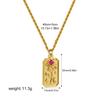 Collar Transfronterizo Europeo y Americano de Acero Inoxidable con Baño de Oro de 18K, Etiqueta Cuadrada de Tarot, Sol, Luna, Estrella de Ocho Puntas, Flor con Puntos de Diamante