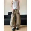 Jeans Cargo Casuales de Pierna Ancha Streetwear Holgados Retro de Silueta Moderna Estilo Americano para Hombre