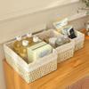 Cesta de Armazenamento Tecida Caixa de Armazenamento para Mesa de Centro de Mesa Caixa de Armazenamento para Roupas Cosméticos Cesta de Rattan Caixa de Armazenamento Armazenamento