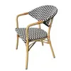 Mesa y Silla de Estilo Francés para Exterior Balcón Silla de Ratán Silla de Ratán Juego de Tres Piezas Cafetería Tienda de Té con Leche Casa de Huéspedes Silla de Comedor Vintage para Exterior