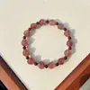 [Sakura Xiangwan] Pulsera de Cristal de Fresa Facetado Natural Dulce y Exquisita Cristal de Fresa Prismática Rosa para Mujer Venta al por Mayor