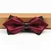 Pajarita Puntiaguda para Hombre Formal Estilo Coreano Puntiaguda Doble Capa Novio Boda Vino Tinto Pajarita Negra para Mujer