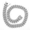 Fabricante de Colar Cubano de Liga de Metal com Diamantes Completos para Homens, Espessura 18mm, Três Fileiras, Fecho de Torneira com Diamantes