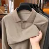 Camisa polo jacquard estilo 'old money' transfronteriza para hombre, nueva colección otoño 2026, color liso, simple, camiseta casual para hombre con cuello de solapa