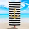 Toalla de Playa de Microfibra con Rayas y Anclas Simple, Toalla de Playa de Secado Rápido y Absorbente de Agua, Toalla de Baño, Toalla de Playa de Envío Transfronterizo