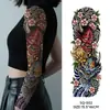 Adesivos de Tatuagem Coloridos Estilo Tradicional à Prova d'Água de Longa Duração para Braço Inteiro para Homens e Mulheres com Designs Como Dragão, Hannya, Koi, Flores e Gueixa