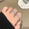 Anillo de Apertura Sencillo Dulce Rosa Full Diamante para Mujer Lujo Ligero Gama Alta Nicho Personalizado Sencillo Versátil Elegante