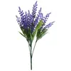 Planta Verde Artificial Lavanda de 5 Ramas Flor Artificial Aterciopelada Boda Foto Estilo Pastoral Espiga de Trigo Flor Falsa Decoración Sala de Estar Hogar