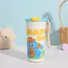 Caneca Térmica de Aço Inoxidável 316 Colorida Estilo Desenho Animado de Alta Aparência com Alça Portátil para Café Copo de Água com Canudo Fofo para Meninas