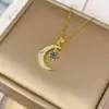 Collar para Mujer Nuevo Estrella Azul Luna Nicho Zirconia Collar Diseño Estilo Japonés y Coreano Cadena de Clavícula Accesorios