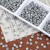 4*7mm Base de Plata Antigua Letra Negra Cuentas de Letra Acrílicas Cuentas Sueltas Accesorios para Joyería DIY Accesorios para Collares Pulseras