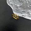 Anillo de Acero de Titanio Hueco Amor Lujo Ligero Sin Decoloración Estilo Frío ins Retro Fresco Joyería de Moda Tendencia Celebridad de Internet Personalidad