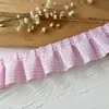 Acessórios com Renda, Renda Franzida Xadrez Vermelho, Bainha de Saia DIY, Borda de Punho, Material Pregueado
