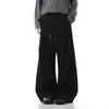 Calça de Moletom Cinza Americana Tendência Estilo Preguiçoso Masculina Outono Nova Chegada Dobras em Faca Curva Perna Larga Solta Casual Esportiva Calça Longa