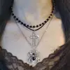 Collar de araña de viento oscuro retro transfronterizo con colgante de aleación con incrustaciones de viento gótico, collar de niña de Halloween al por mayor